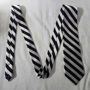 Black and Silver Diagonal Striped Tie